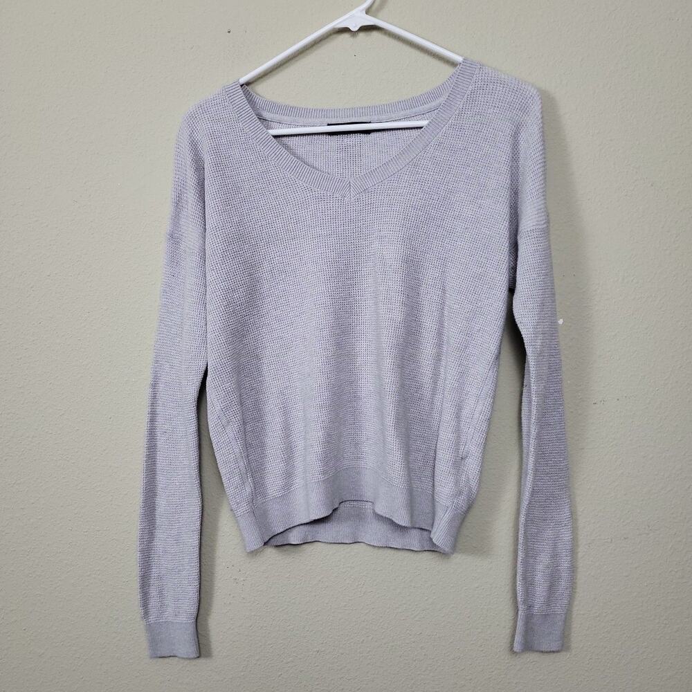 Prana Womens Beige Cotton Blend Knit V Neck Long Sleeve Pullover Sweater Size S